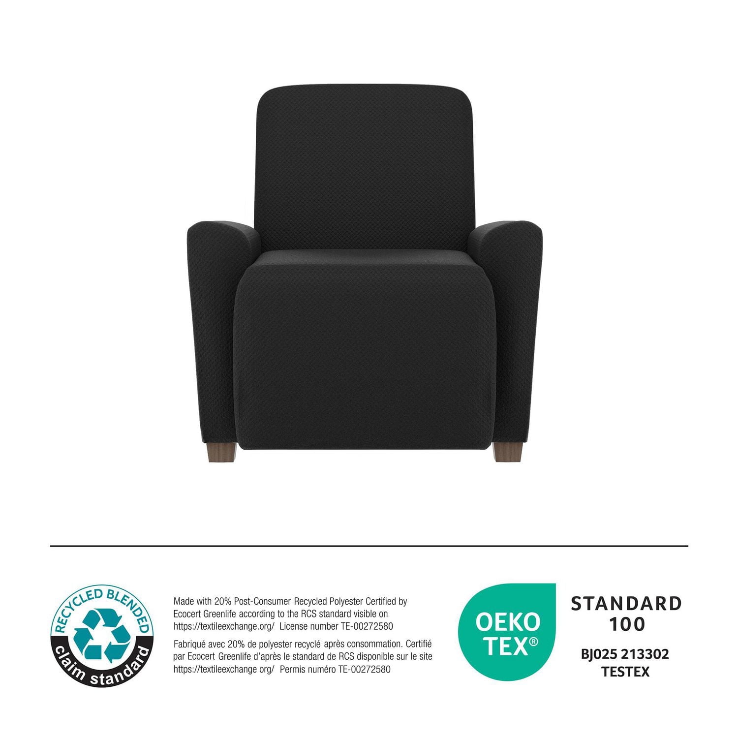 Housse de fauteuil inclinable extensible douce Pixel, housse de mobilier fabriquée avec 20 % de tissu recyclé, lavable à la machine durable et facile a appliquer