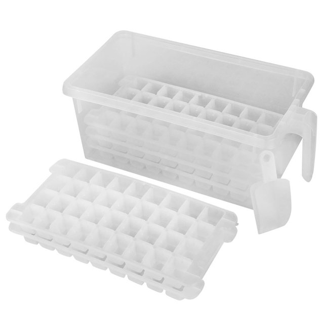 Matsuzay Bandeja de cubitos de hielo con tapa Caja de almacenamiento reutilizable de fácil liberación Artesanía Contenedor de seguridad flexible Cocina y Comedor Matsuzay HA064854-00