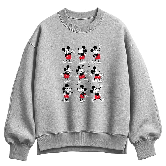 Disney - Mickey Mouse Poses Oversized Fleece Crew Sweatshirt
