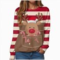 thumbnail image 5 of Towmus Christmas Tops for Women Cute Elk Printed Women Casual Long Sleeve Round Neck Sweatshirt Pullover, 5 of 7