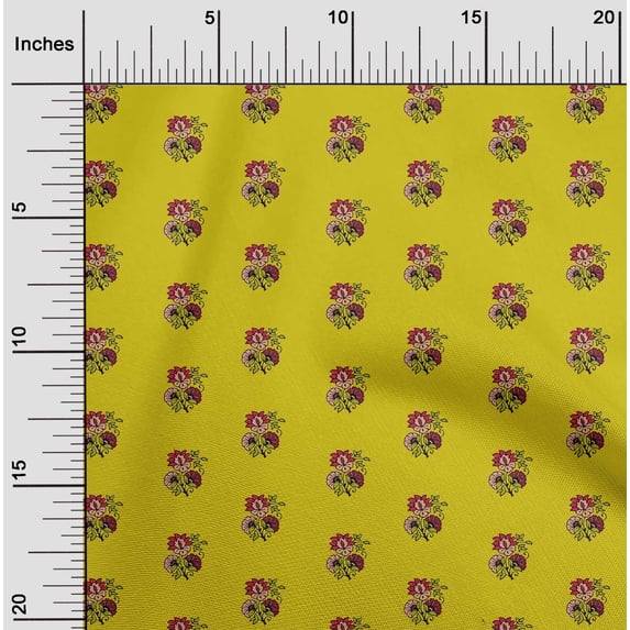 oneOone Cotton Cambric Fabric Floral Block Decor Fabric Printed BTY 56 Inch Wide