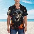 thumbnail image 4 of Daiia Colorful Floral Black Dog Hawaiian Shirt for Men Gentle Cotton Regular Short Sleeve Casual-XX-Large, 4 of 9