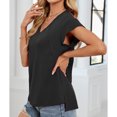 thumbnail image 5 of AherBiu Summer Tops for Women V Neck Stretch Irregular High Low Cap Sleeve Casual Loose Fitting Shirt, 5 of 8