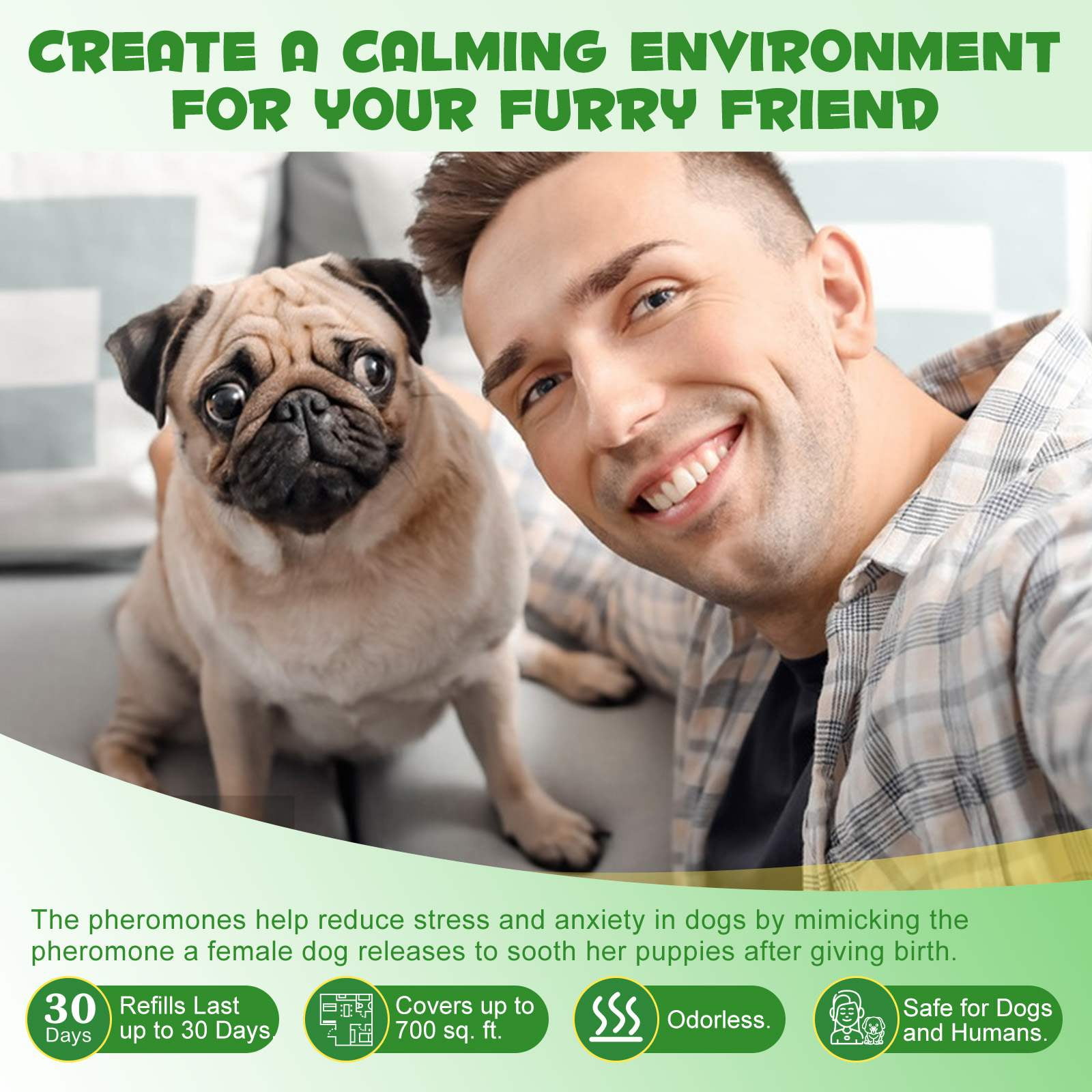 (3 Pack)Oimmal Dog Calming Pheromone Diffuser, 2in1 Plug-In Diffuser & 4.8fl.oz, (90 Day)