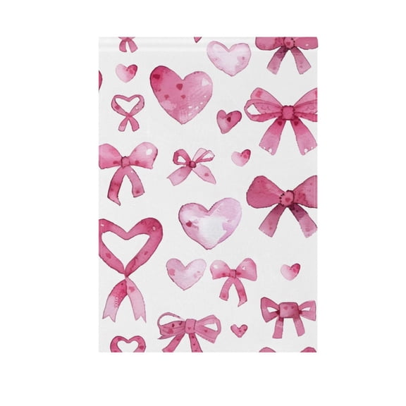 Bows and Hearts Garden Flag House Banner 12" x 18" Double Sided Outdoor Yard Decoration
