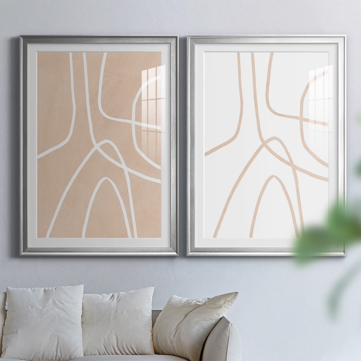 Wexford Home Clean Contour I Premium Framed Print, 18.5" x 24.5" - Ready to Hang, Silver (Set of 2)