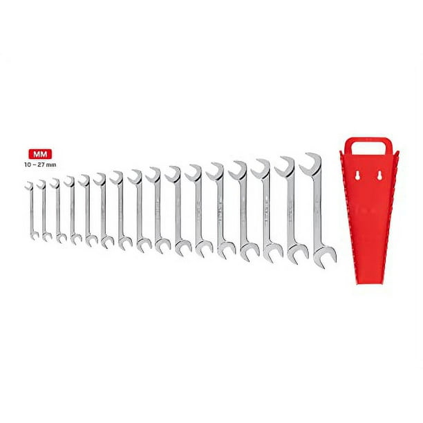 TEKTON Angle Head Open End Wrench Set 16 Piece 10 27 mm Holder Made in USA WAE91202