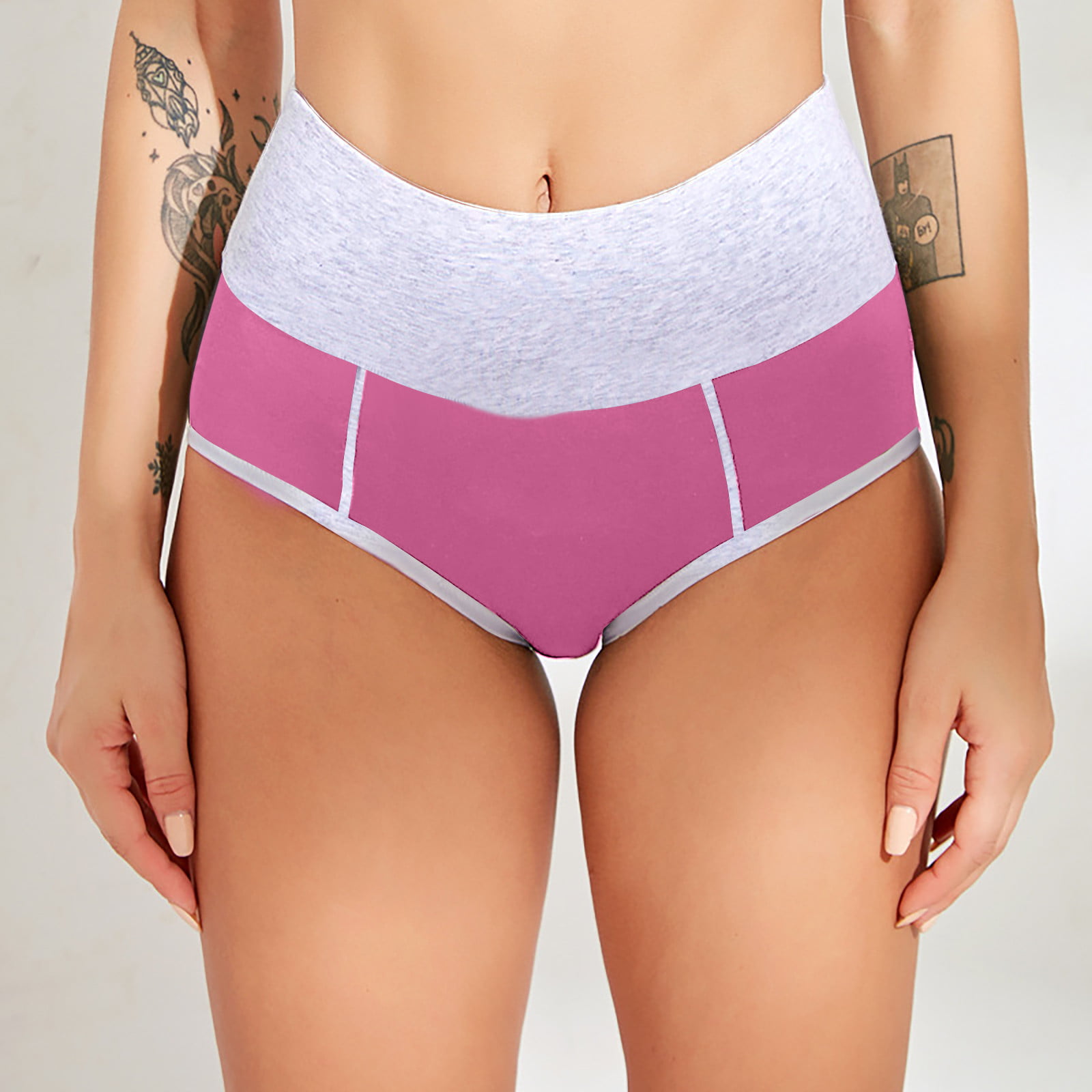 Qcmgmg Briefs Underwear Women High Waisted Tummy Control Plus Size