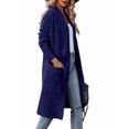 thumbnail image 2 of Cárdigan Holgado de Punto Abierto para Mujer, Informal, de Larga, Drapeado, con Bolsillos, Chaqueta Larga, Suéter. Azul XXL, 2 of 7