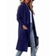 thumbnail image 2 of Cárdigan Holgado de Punto Abierto para Mujer, Informal, de Larga, Drapeado, con Bolsillos, Chaqueta Larga, Suéter. Azul XXL, 2 of 7