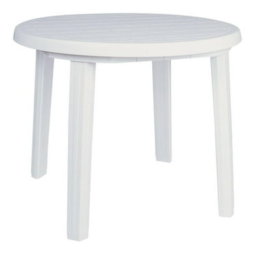 MiaHltTia Ronda 36" Round Resin Patio Dining Table in White, Grade