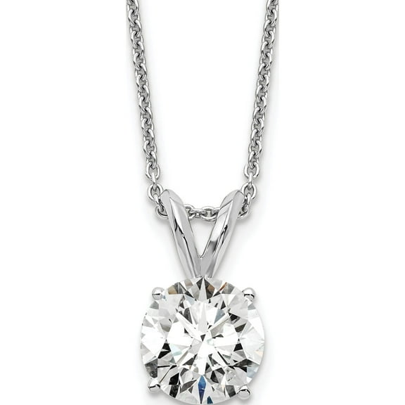 14K White Gold Lab Grown Diamond 1.00Ct. Round Si , H , Solitaire Necklace Made In United States pm4396-100-wlg-18