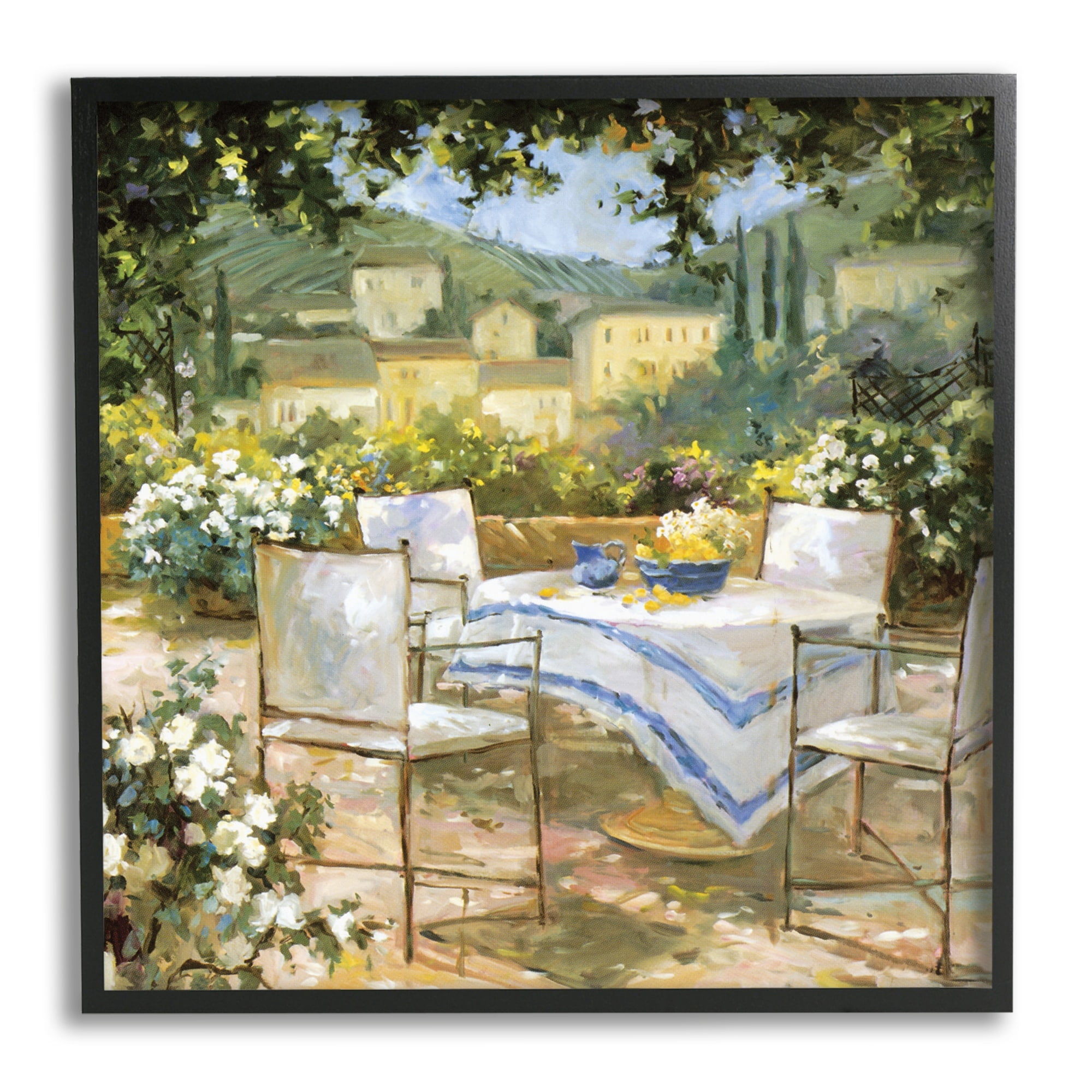 Stupell Industries Tuscan Terrace Vineyard French Picnic Courtyard Villa Scenery,17 x 30, Design by JG Studios