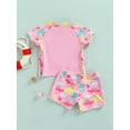 thumbnail image 5 of Toddler Kids Baby Girls Dinosaur Swimsuit Rash Guard T-shirt Shorts Swim Trunks Set Bathing Suit Swimwear 6M 1Y 2Y 3Y 4Y 5Y, 5 of 10
