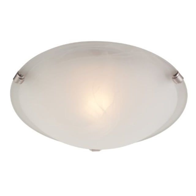 1 Light Flush White and Brushed Nickel Finish with White Alabaster Glass