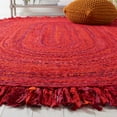 thumbnail image 4 of SAFAVIEH Braided Paisley Transitional Cotton Reversible Area Rug, Red, 3' x 5' Oval, 4 of 10
