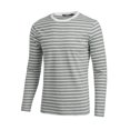 thumbnail image 2 of CamisePaHombres Cuello Redondo Mangas Largas Estampado de Rayas Gris Blanco 50, 2 of 7