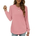 thumbnail image 4 of Lightweight Crewneck Sweatshirts for Women 2025 Long Sleeve Asymmetrical Hem Plain Sweatshirt Pullover Tops, 4 of 6