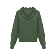 thumbnail image 6 of Edvintorg Cardigan Sweaters for Women Lightweight Plus Size Ruffle Long Sleeve Casual Cardigans Button Down Loose Knit Cardigan Womens Fashion Green S-3XL, 6 of 6