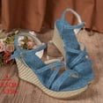 thumbnail image 7 of Rokment Women's Platform Wedge Dressy Sandals Stylish Casual Cross-Straps Espadrilles Chunky Heeled Beach Strappy Summer Shoes for Ladies Vacation Blue Size 6.5, 7 of 7