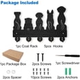 thumbnail image 3 of Perchero de pared para perros de 11,879 pulgadas, 5 estilos, llavero decorativo de madera, color negro, organizador con 5 ganchos de aleación., 3 of 9