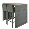 thumbnail image 4 of Enyopro 5-Piece Outdoor Patio Wicker Bar Set with Cushions, Acacia Wood Table Top, Non-Slip Feet, Fixed Rope, Gray & Brown, 4 of 8