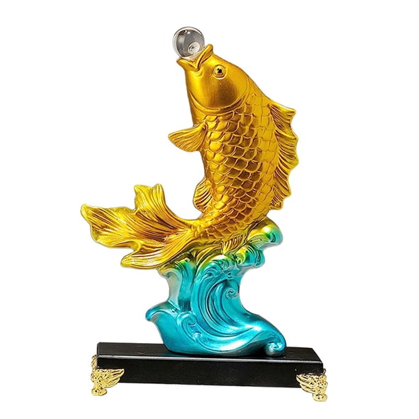 Estatua de pez koi de resina, figura decorativa para escritorio, mesa, centro de mesa, gabinete Oro