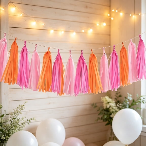 SHIMELE Paper Tassel Garland Banners, Party Streamers for Birthday Celebrations, Baby Shower Decor, Wedding Decorations, Multi-Scene Festive Ornaments