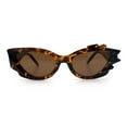 thumbnail image 4 of Womens Cat Eye Asymmetrical Rock Candy Crystal Runway Plastic Sunglasses Tortoise - Brown, 4 of 7