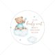 thumbnail image 1 of Pegatina de oso personalizada para Baby Shower, etiqueta de bautismo de cumpleaños para niña y niño, temática de oso personalizada, género Neutral, 1 of 4