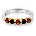 thumbnail image 3 of Gem Stone King 10K Two Tone Gold Red Garnet and Black Diamond Wedding-Bands Ring for Women | 0.94 Cttw | Round 3.5MM | Gemstone January Birthstone | Size 6, 3 of 6