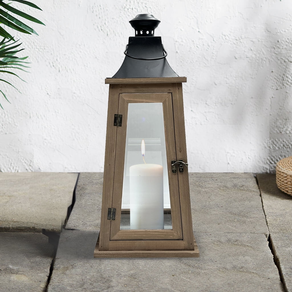 (2 pack) Better Homes & Gardens Rustic Wood Metal Candleholder Lantern, 19", Large