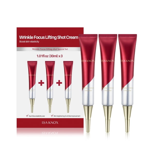 ISA KNOX Juego de crema reafirmante para ojos Wrinkle Focus (paquete de 3,1 onzas líquidas) - Cuidado de la piel coreano. Potente humectante para líneas finas, suero fortalecedor de elasticidad para r
