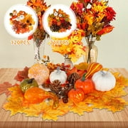 218Pcs Fall Artificial Pumpkins Decoration Set Halloween Thanksgiving Party Supplies