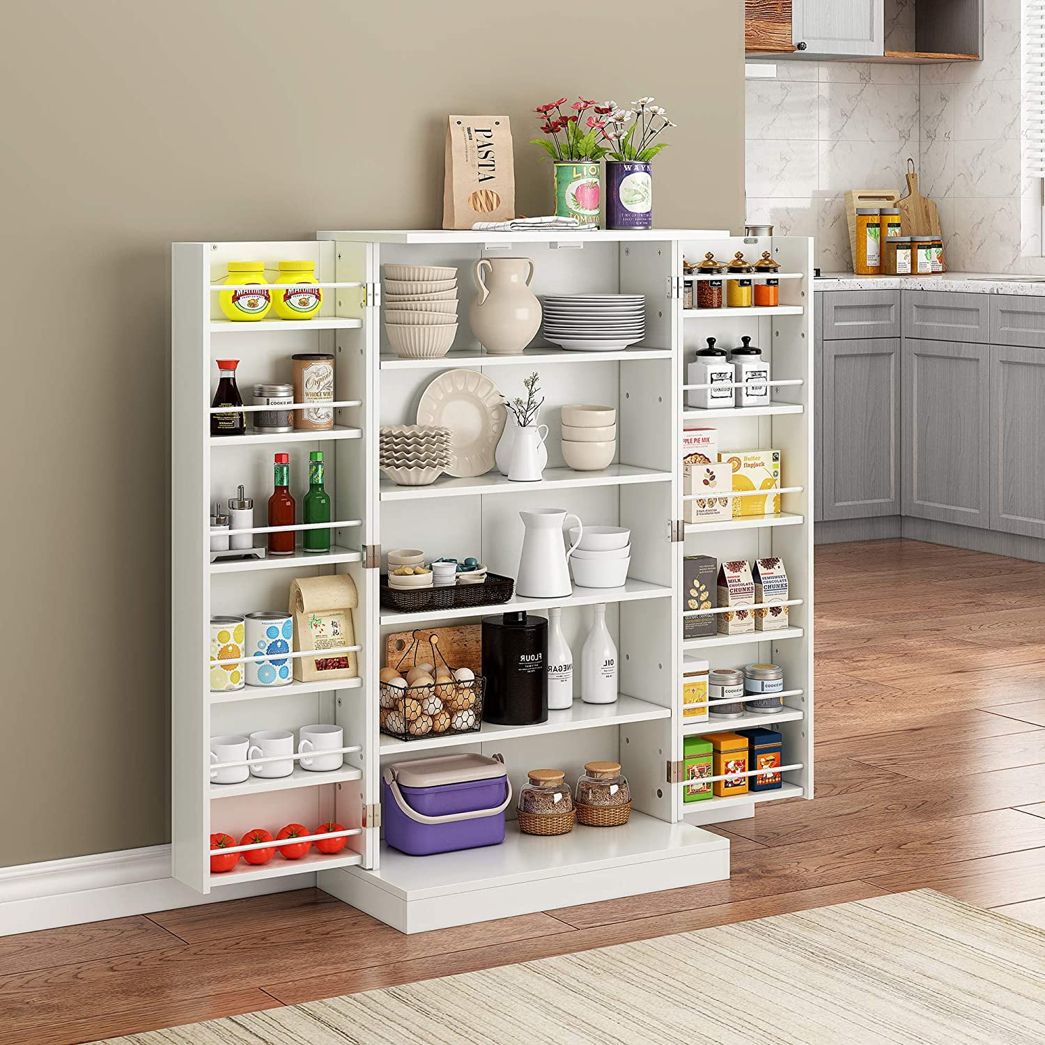 51” Kitchen Pantry Cabinets with Adjustable Shelves for Home Office Use Mercer41