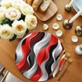 thumbnail image 2 of Red Black Grey Round Placemats for Dinning Tables,Heat-proof Braided Table Mats 13 Inch,Geometric Moire Artwork Modern Abstract Washable Place Mat for Kitchen Restaurant Party Decor Table Setting, 2 of 9