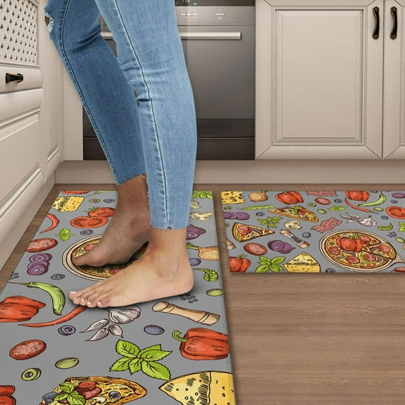 Kitchen Rugs and Mats Non Skid Washable Absorbent Microfiber Kitchen Mats for Floor Anti Fatigue Kitchen Mat Set of 2 Color Kitchen Decor Stain Resistant 17"x47.2"+17"x30"