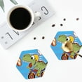 thumbnail image 5 of Pofeuu Dinosaur Riding a Motorcycle Print Leather Coasters Set of 6, Round Cups Mugs Mat Pad for Home Kitchen Heat Resistant Drink Coasters,Hexagon, 5 of 7
