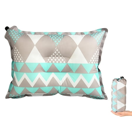 Inflatable Geometric Shapes RUNACC Inflatable Camping Pillow Ultralight Air Pillow Compressible Travel Pillow for Neck and Lumbar Support, Geometric Pattern, Equipped with Storage Bag and Elastic Straps ()