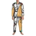 thumbnail image 3 of Fuzoiu Fishing Bass Print Men's Long-Sleeved Pajama,Lounge Button Down Nightwear,Mens Notch Collar Pajama Set-Large, 3 of 7