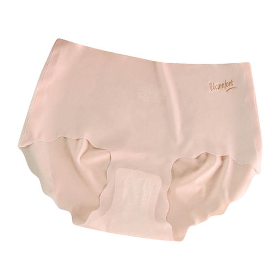 Riecok Plus Size Women Underwear Briefs Seamless Stretch Ice Silk Breathable Comfortable Underwear Panties Pink XL