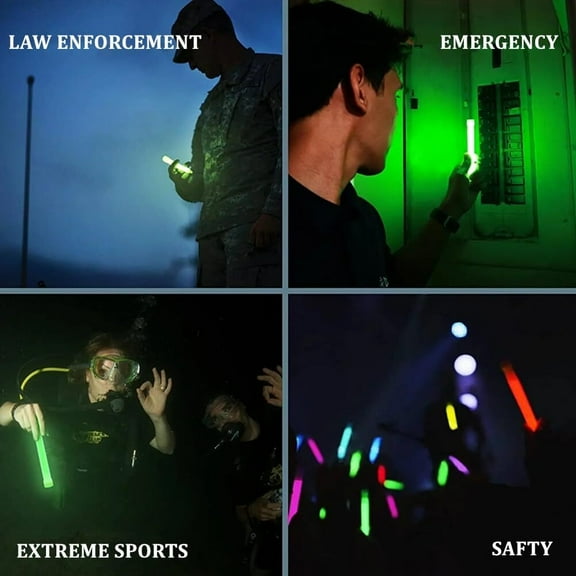 Emergency Safety Miilitary Grade Glow Sticks, 10pcs, 6'' Ultra Bright Glow Sticks with 12 Hours Duration. Great for Hiking, Party, Camping, Blackouts, Hurricane and Survival Kits (Green)