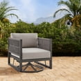 thumbnail image 3 of Cuffay Outdoor Patio Swivel Glider Lounge Chair in Dark Brown Aluminum with Cushions, 3 of 7