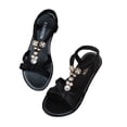 thumbnail image 5 of Summer Women's Sandals Flat Heel Open Toe Elastic Straps Women's Casual Versatile Comfortable Beach Sandals, 5 of 10