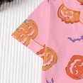 thumbnail image 6 of Elegyee Girl's Halloween Pajama Set Pumpkin Print Short Sleeves Top Shorts Kids Loungewear, Pink, Size 7-8, 6 of 8