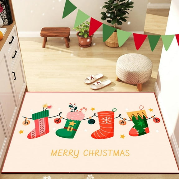 Snow Decor Kitchen Rug Let It Snow Christmas Winter Holiday Party Floor Mat Home Kitchen Christmas Decoration 15.7X23.6 Holiday Decor