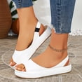 thumbnail image 6 of Samdudou Wedge Sandals for Women Open Toe Peep Slip On Flatform Slingback Elastic Ankle Strap Elevated Thick Sole Casual Summer Walking Vacation Outdoor Trendy Footwear, 6 of 9