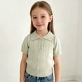 thumbnail image 2 of GiLiling Kids Collared Knit Shirt - Short Sleeve Solid Color Lightweight Sweater Polo Top for Boys Girls Summer Wear (Light Green, 8-9 Years), 2 of 6