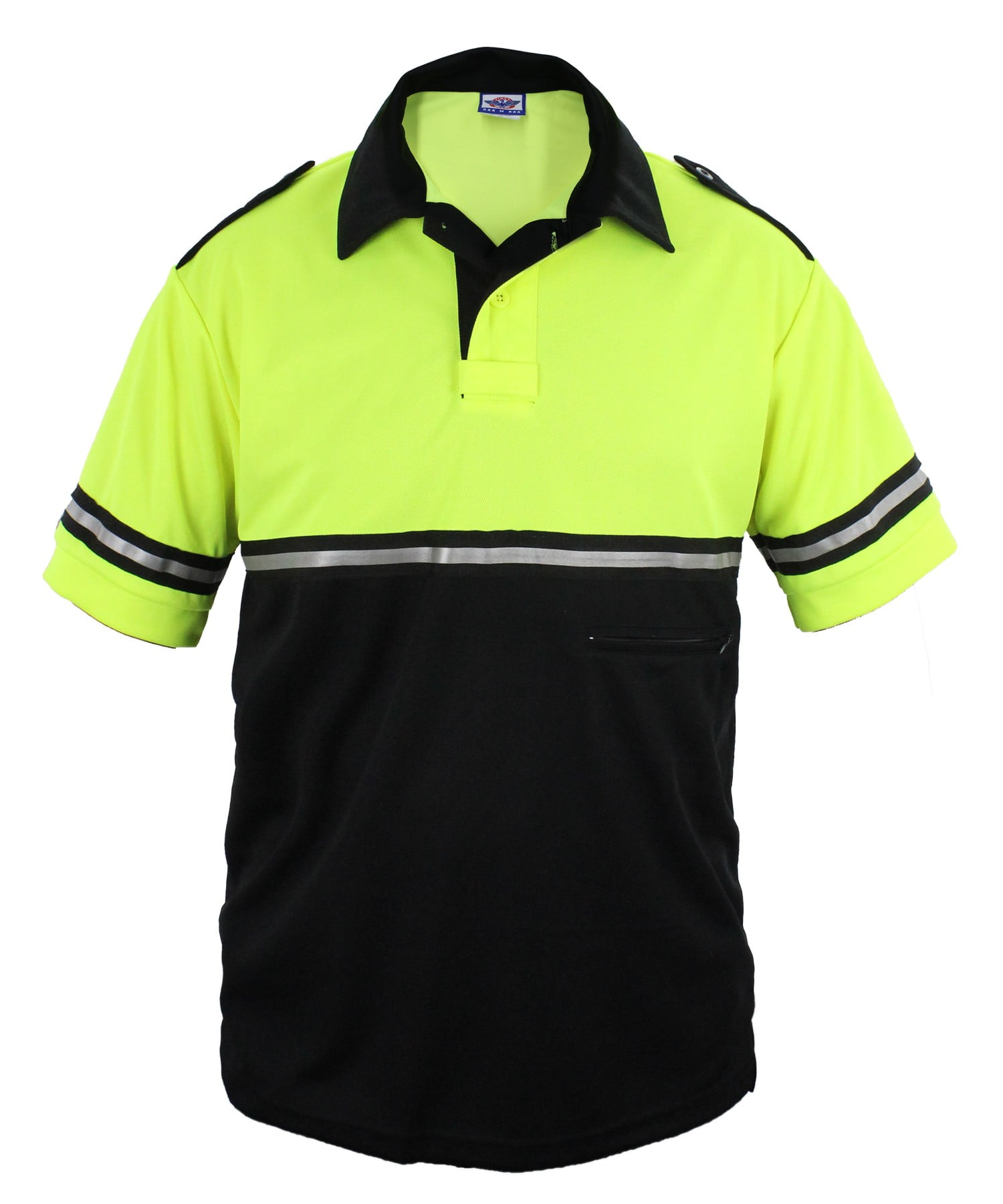 Two Tone Security Bike Patrol Shirt with Reflective Stripes and Zipper Pocket 