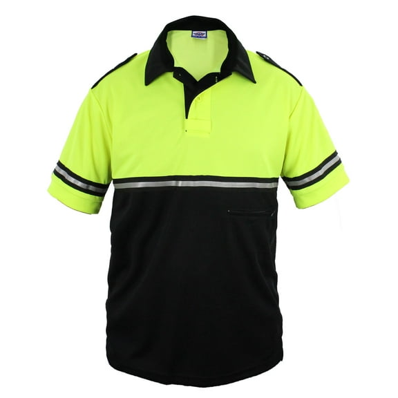 Two Tone Bike Patrol Shirt with Zipper Pocket - Lime Green and Black - XL